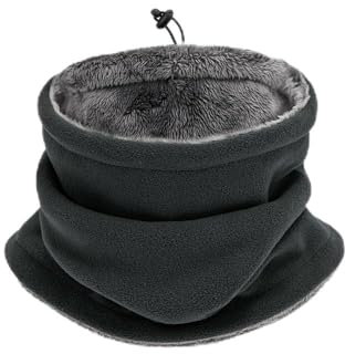 Batheidon Multifunktionales Schlauchschal für den Winter – Warmer Nackenwärmer aus weichem Fleece für Herren und Damen, Loop Schal für Sport, Motorrad und Outdoor-Aktivitäten, Unisex, Schwarz