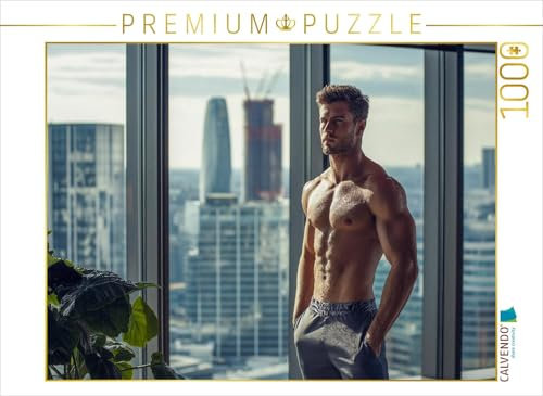 CALVENDO Puzzle Erfolgreicher, sportlicher Geschäftsmann – Junger Mann mit Sixpack im Penthouse | 1000 Teile Lege-Größe 64 x 48 cm Foto-Puzzle für glückliche Stunden