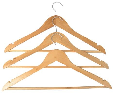 HOME It® Grucce con barra per pantaloni e fessura, confezione da 3, 43 cm, naturale – Design scandinavo, ideale per camicie e cappotti invernali