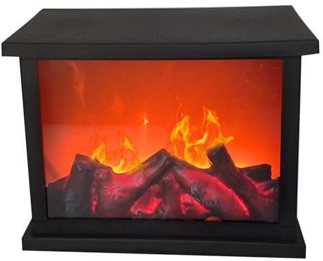 Chimenea con Farol de 10,9 x 5,8 x 8,4 Pulgadas, LED sin Llama, Funciona con Pilas y USB, simulación de Chimenea de Escritorio, minichimenea portátil, Estilo 2, Decoraciones navideñas