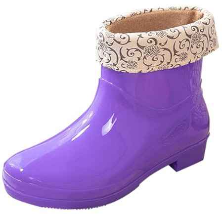 Stivali Da Acqua Donna Con Fodera Rimovibile e Lavabile - Scarpe Antiscivolo E Impermeabile In Pile Donna Stivali Acqua Aperto Stivali D'acqua All'aperto Stivali Da Pioggia Donna, Viola, 41 EU
