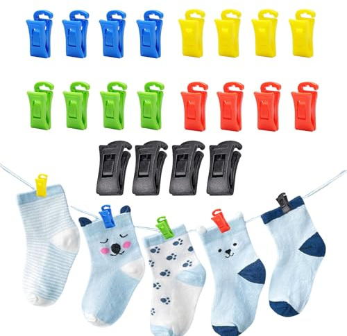40 Stück Sockenklammern für Waschmaschine und Trockner,Sockenclips,Wäscheklammern,Sockenhalter,Bunt Sockenklammern,Sockenspanner,Sockensortierer,Socken Waschen Organizer für Organisieren,Trocknen
