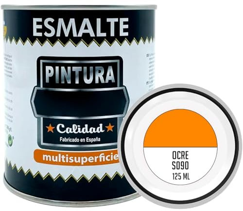 AC - Bote de Pintura Esmalte - Fabricado en España - Ideal para Cualquier Superficie, Madera, Plástico, Cristal o Cemento - Capacidad de 125 ML - Ocre (S090)