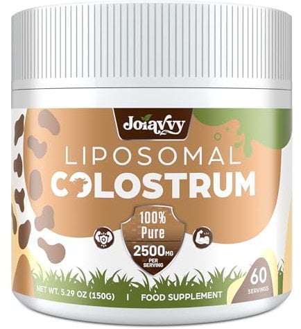 Liposomal Bovine Colostrum Powder 2500MG, 60% High IgG from First Milking, 5X Maximum Absorption, Pure Colostrum Supplement for Gut & Immunity, Easy to Mix, No Additives, 60 Servings