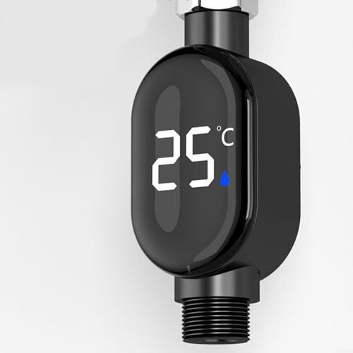 EXTRWORY Water Thermometer Waterproof Smart Digital Shower Thermometer Bath Temperature Display Faucet Attachment Color-Coded Indicator 0-99°C