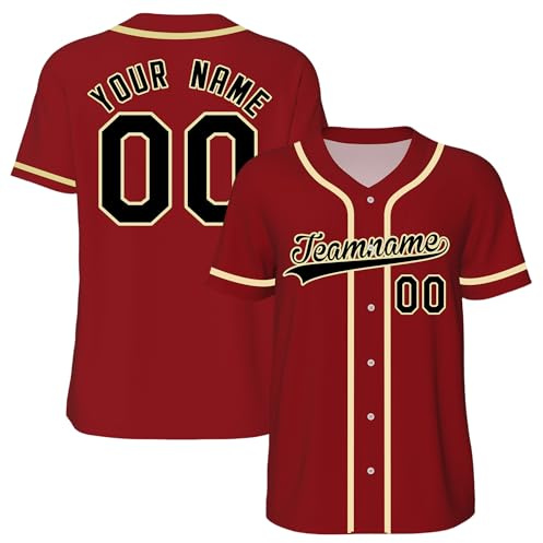 WERWAES Baseball Trikot, Personalisierte Baseball-Shirts mit Name&Nummer, Jersey Customize für Männer Frauen Jugendliche