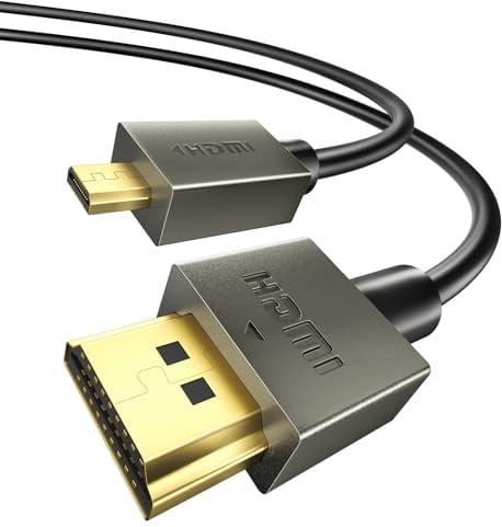Cavo da micro HDMI a HDMI, adattatore da micro HDMI a HDMI [8K a 60Hz, 4K a 240Hz] 6K 5K, 48Gbps, HDR, compatibile con Samsung G8/G9, fotocamera, Raspberry Pi 5/4, GoPro Hero, Cam Link