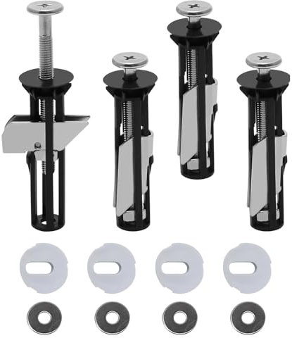 Toilet Seat Screws Fittings - 4 Pack Universal Stainless Steel Toilet Seat Bolts – Easy Install Toilet Seat Screws with Gaskets – Replacement Toilet Seat Fittings for Top Lid Hinges