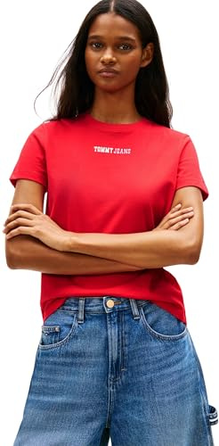 Tommy Jeans Women's Tjw Reg Essential Logo 2 Tee EXT Dw0Dw21842 S/S T-Shirt, RED (Red Alert), XL