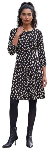 Roman Women Gathered Chest Dress Ladies Stretchy Fit & Flare Swing Tea A Line Skater Knee Length Long Sleeve Midi Smart Casual Work Going Out Cocktail Party
