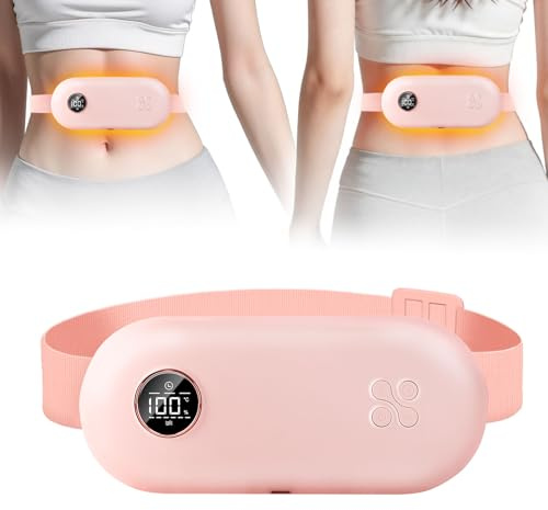 Heat Pads for Period Pain Relief, iklestar Rechargeable 6 Heat Massage Modes Menstrual Cramp Heat Belt, Fast Heating Pad for Lower Back,Belly, Stomach, Gifts for Women Girls Her, Pink