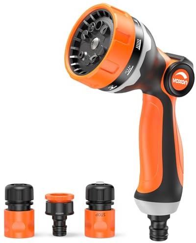 VOXON Hose Pipe Spray Gun, Garden Hose Spray Gun with 10 Spray Patterns, Heavy Duty ABS+TPR Hose Gun with Non-Slip Ergonomic Handle, Garden Hose Nozzle for Watering Plants, Car Wash and Pet Bathing