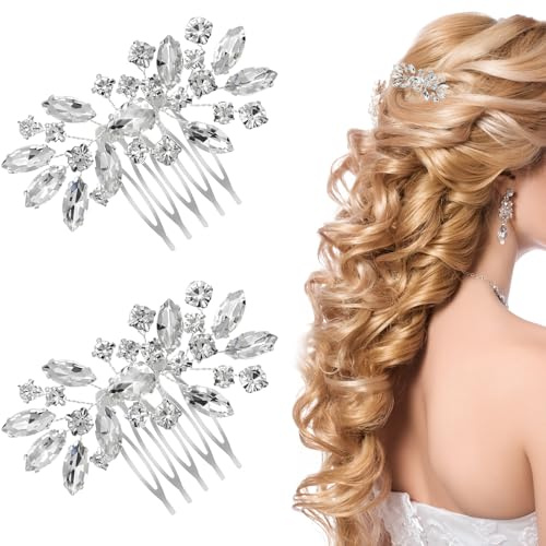 2 pezzi copricapo da sposa in strass argento, accessori per capelli da sposa per donne, fermagli lucidi per la sposa, decorazioni per forcine di cristallo per matrimoni, forniture per cerimonie