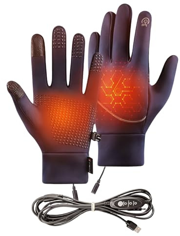 YOAOSER USB Heated Gloves for Men and Women Touchscreen Electric Heated Gloves 3 Levels Adjustable Temperature Thickened Plush Heating Glove Washable Touchscreen Knitted Thermal Winter Gift