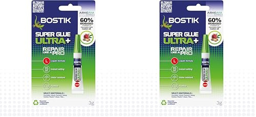 Bostik Super Glue Ultra+ 3G Tube - Clear (Pack of 2)