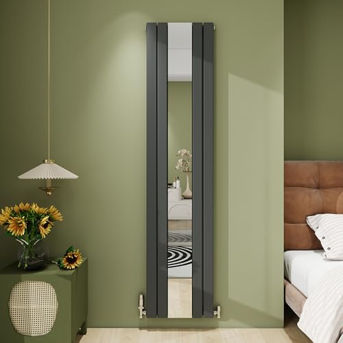 Biubiubath 1800x407mm Vertical Modern Mirror Radiator Anthracite Flat Panel Designer Central Heating Radiator