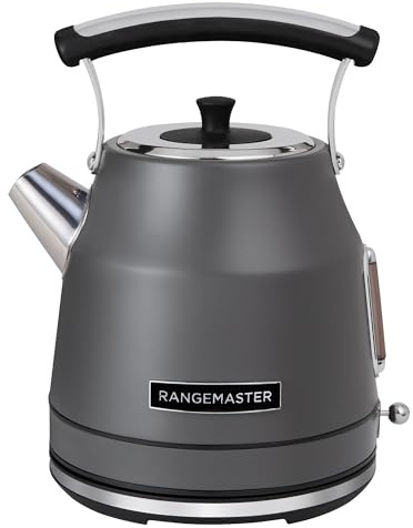 Rangemaster Classic Kettle in Matt Grey with Quiet Boil Technology, 1.7L Capacity and 3kW of Power, Removable and Washable Limescale Filter, 360° Swivel Base, RMCLDK301GY