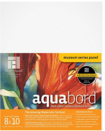 Ampersand Art Supply Aquabord | 8 x 10 | 1/8 Flat Profile | Watercolor Painting Panel | Highly Absorbent Surface for Watercolor, Gouache & Casein