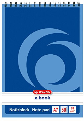 Herlitz Spiral-Notizblock x.book A7, kariert, 50 Blatt, ohne Rand, 10 Stück