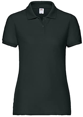 Fruit of the Loom - Women's 65/35 short sleeve polo shirt, Black/White, XXL