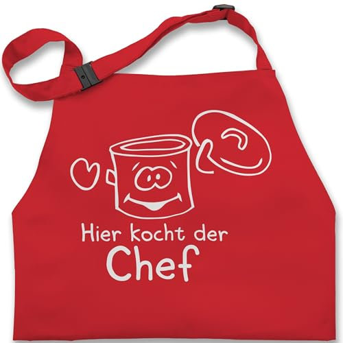Shirtracer Kinderschürze Schürze Kinder Jungen Mädchen - Statement - Hier kocht der Chef - 7-14 Jahre - Rot - kochschürze kleinkind kinderkochschürzen für küchenschürze junior schurze schürzen