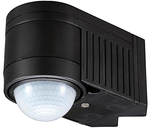 Litecraft Luton Outdoor PIR Motion Sensor, Black | 360°, Standalone, Corner Mount