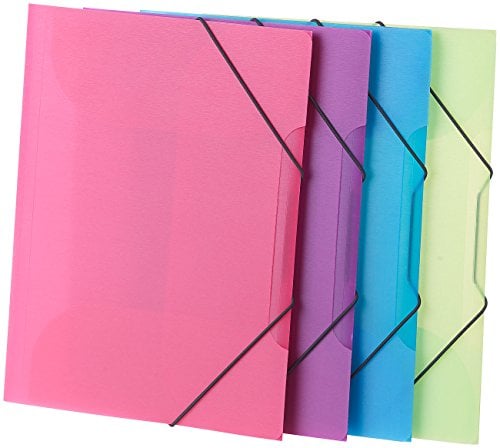 General Office Mappe: 4er-Set Eckspanner-Einschlagmappen mit Gummizug, Kunststoff, 4 Farben (Mappe mit Gummizug, Aktenmappe, Hefter)