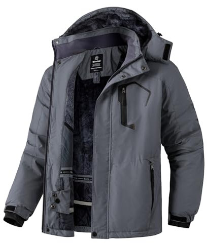Wantdo Giacca Outdoor Primaverile Cappotto da Lavoro Idrorepellente Abbigliamento da Sci Taglia Forti Giacche da Running Impermeabile Uomo Grigio Scuro M