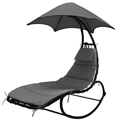 LINDER EXCLUSIV Schwebeliege mit ergonomischer Liegefläche einschließlich Nackenkissen und Sonnendach anthrazit