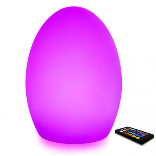 Mr.Go 8 LED Egg Lamp Night Light Rechargeable Bedside Lamp Color Changing Mood Light with Remote Control, 16 Colors, 8 Dimmable Brightness, 4 Special Effects for Better Sleep & Create Atmosphere