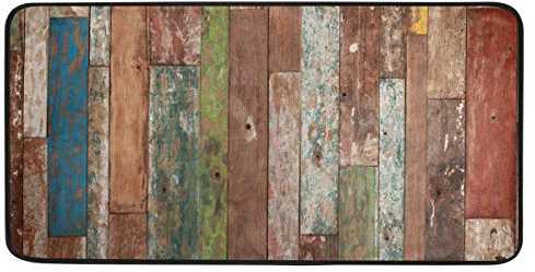 MONTOJ Area Rug Teppich Braun Ton Brett Muster Fußmatten für Innen und Außen rutschfeste Fußmatte 99 x 51 cm