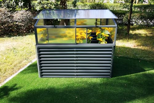 OUTFLEXX Set Hochbeet mit Aufsatz, anthrazit, Zincalume/Alu/Polycarbonat, 180 cm, pulverbeschichtet
