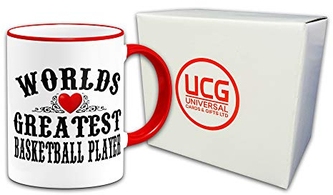 Worlds Greatest Basketball Player Novelty Gift Mug - Red Handle & Rim