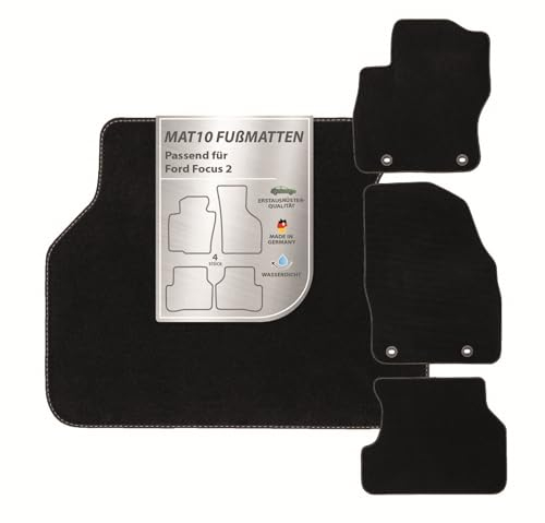 MAT10 – Auto-Fußmatten passend für Ford Focus 2 (BJ 11/2004-02/2011) aus Velours | 4-teiliges Automatten Set | langlebige Erstausrüsterqualität, Made in Germany
