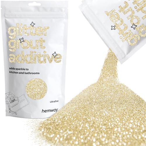 Hemway Glitter Grout Additive - Champagne Gold | Ultrafine Flakes for Adding Sparkle to Old & New Kitchen & Bathroom Tiles | Enhance Your Indoor Grouting Projects with a Sparkly Effect | 100 g