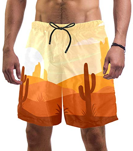 Eslifey Short de plage pour homme avec désert et cactus - - XL