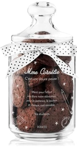 Maverton Pot à biscuits personnalisé avec couvercle, Bocal a bonbon | Chaque femme, Pot en verre, Cadeau Maîtresse, Cadeau Fin d'Année Scolaire, d'anniversaire personnalisé pour maman, crayon