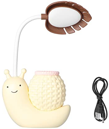 Garosa LED Desk Lamp with Pen Holder Cartoon Animal Snail Table Lamp Multiple Function USB Charging Cute Desk Light Gooseneck for Students Kids Warm White Light 0.6~3W DC 5V(Yellow),Desk lamp