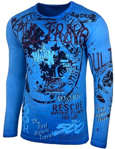 Herren Longsleeve T-Shirt Moderner Männer Langarmshirt Langarm Sweatshirt 704