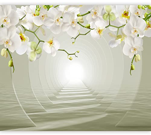 murando Fototapete selbstklebend 3D Effekt 343x256cm Foto Tapete Tapetenfolie Möbelfolie Wandverkleidung Wandtapete Motivtapeten Bildtapete Wohnzimmer 3d Effekt Modern Tunnel Orchidee Blumen Abstrakt