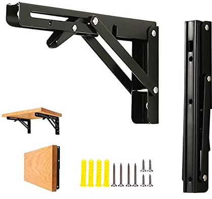 2 Stück Klappkonsole Schwerlast,Metal Regalträger Wandregal Klammer Regalhalterung Regale,für Tischplatten Klapptisch Wandtisch,Platzsparend,Tragkraft 150kg,für Garage Küche (400mm/16in,Black)