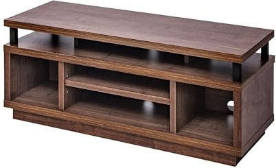 Iris Ohyama, Mueble de TV/TV Mueble/Mueble de TV con 5 estantes Abiertos/TV hasta 43, Madera Maciza, Orificios para Cables, Oficina, Sala - TV Cabinet Middle - OTS-100M - Marrón