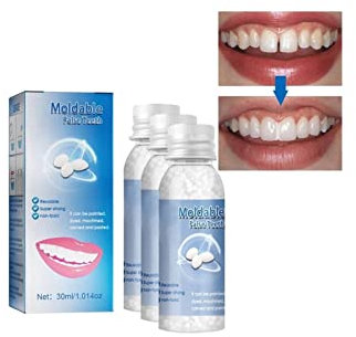 XIRUJNFD Tooth Repair Granules, Cavity Filler for Teeth, Tooth Repair Kit for Chipped Teeth, Moldable False Teeth, Cavity Filler for Teeth, Temporary Filling for Tooth (3pcs)