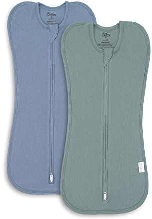 Comfy Cubs Wickeldecke für Babys, Mädchen, Jungen, einfacher Reißverschluss, 2er-Pack, Neugeborene, Schlafsack (Groß: 3–6 Monate - Nomadisches Blau, Azul)