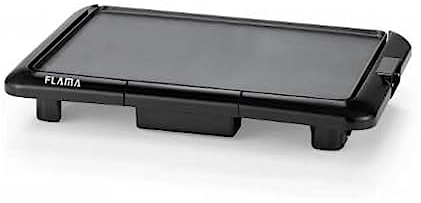 Flama Parrilla Plancha 4724FL, 2000W, Aluminio, Superficie de Cocción de 360 mm x 255 mm, Termostato Regulable y Extraíble, Revestimiento Antiadherente