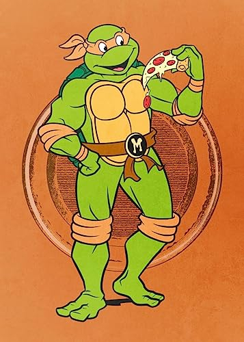 Displate - Poster aus Metall - Magnet-Montage - Teenage Mutant Ninja Turtles - Classic Characters - Michelangelo - Größe L - 67,5x48cm Matt