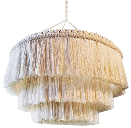 Gralara Pantalla de lámpara de macramé, Pantalla de luz, Cubierta de luz Colgante para Oficina, hogar, Dormitorio, 30cmx40cm