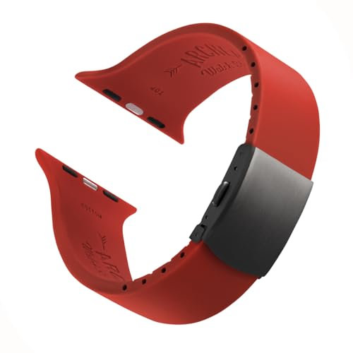 Archer Watch Straps - Cinturini Su Misura in Silicone per Apple Watch (Rosso Veneziano, Chiusura Grigia, 44/45/46/49mm)