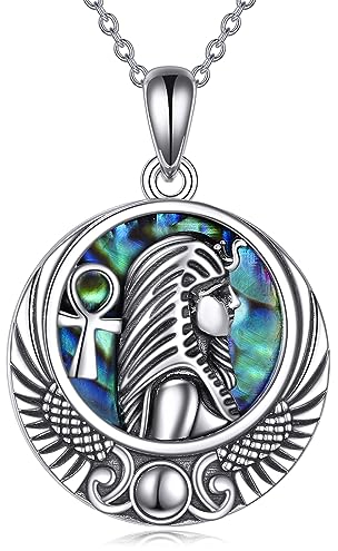 YFN Pharao Halskette Sterling Silber Ägyptische Anhänger Kette Abalone Schale Ägypten Schmuck Pharao Geschenke für Damen Männer