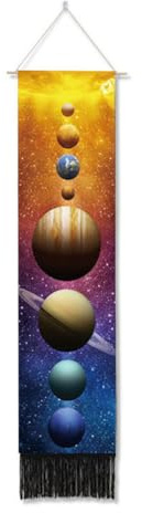 Ricemru Schmal Wandteppich Sonnensystem Planeten Weltall Universum Wandbehang Mysteriöser Galaxie Galaxy Meditation Yoga Mandala Wandtuch Tapestry Wandkunst Wanddekoration